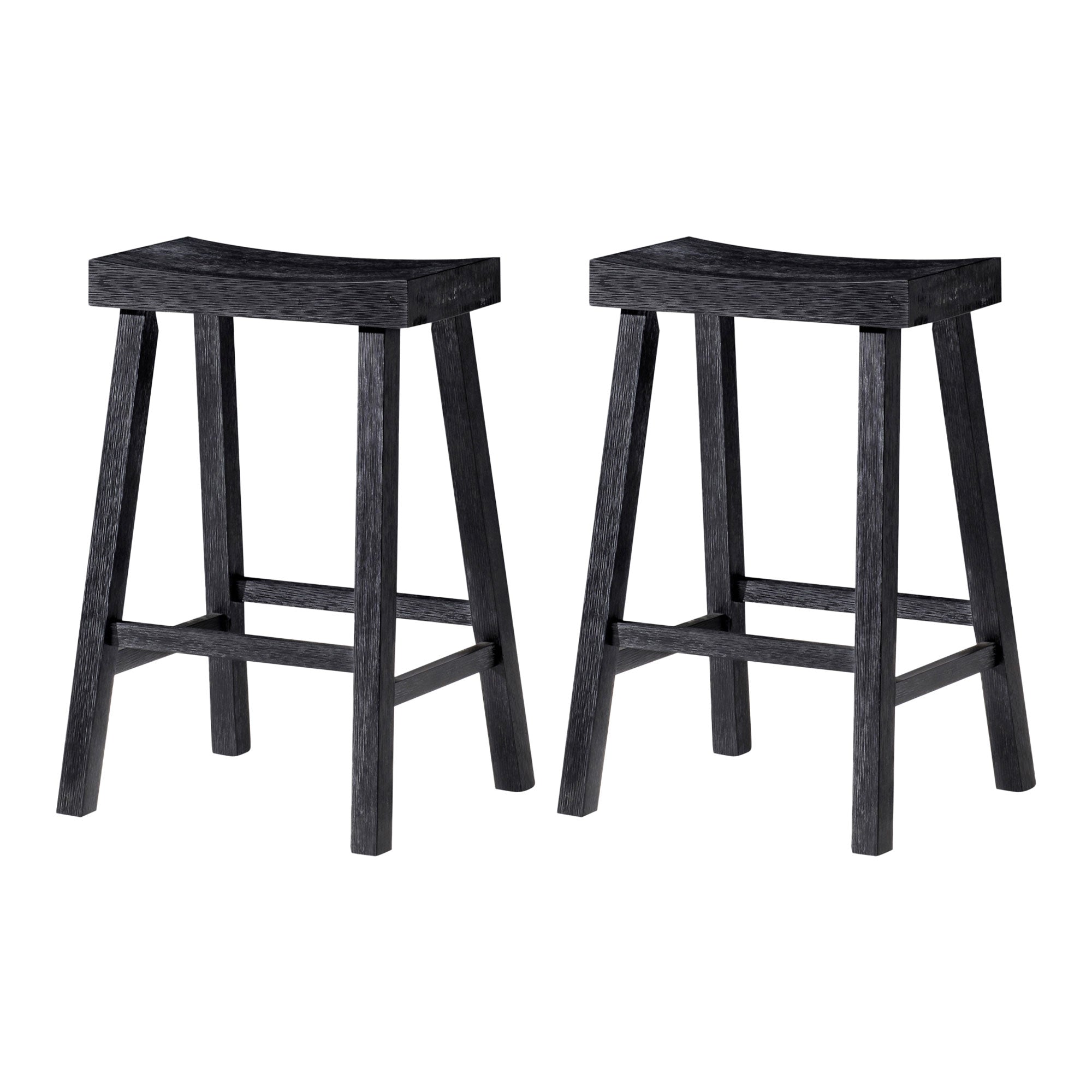 Maven Lane Vincent Wooden Rustic Aesthetic Counter Stool, Set of 2 (Open Box)