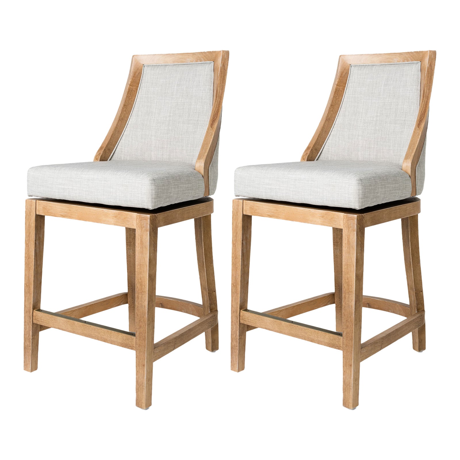 Maven Lane Vienna Counter Stool in Weathered Oak Finish, Sand, Set of 2 (Used) - VMInnovations