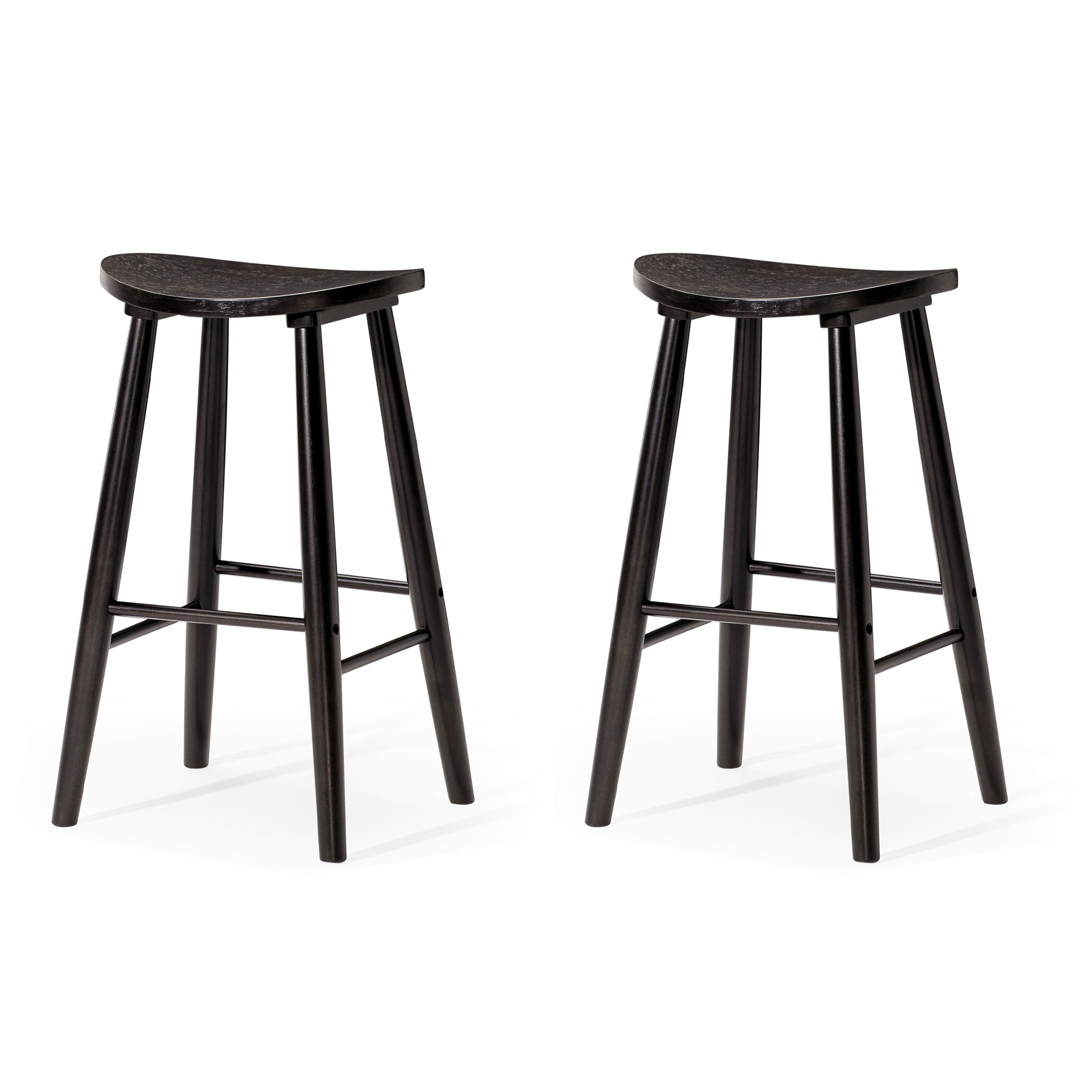 Maven Lane Luna Counter Stool in Rustic Black Wood Finish, Set of 2