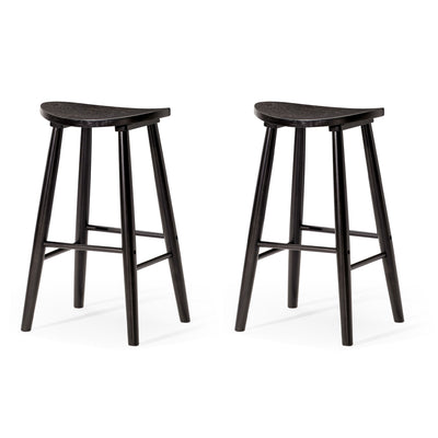 Maven Lane Luna Counter Stool in Rustic Black Wood Finish, Set of 2