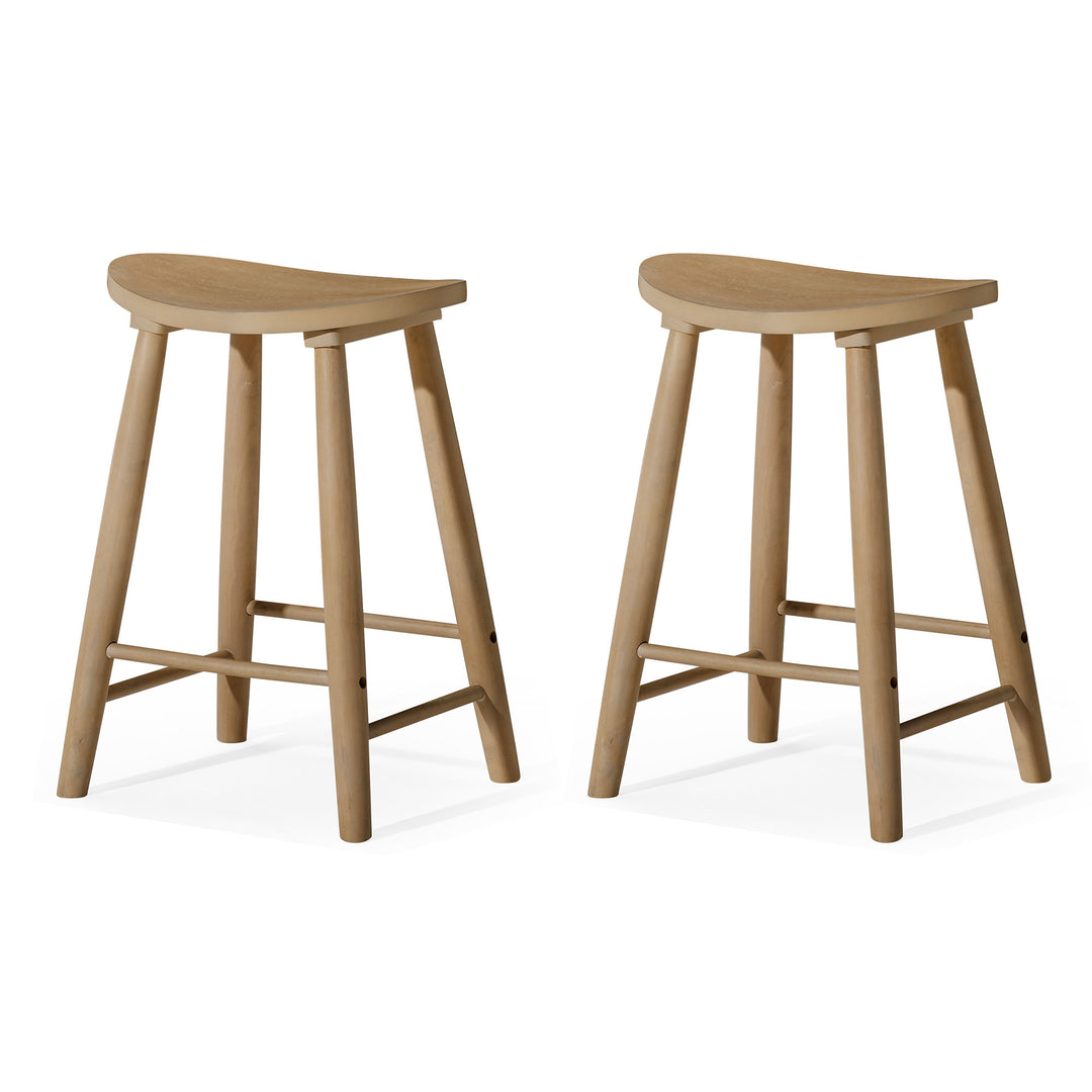 Maven Lane Luna Counter Stool in Light Oak Wood Finish, Set of 2 (Used)