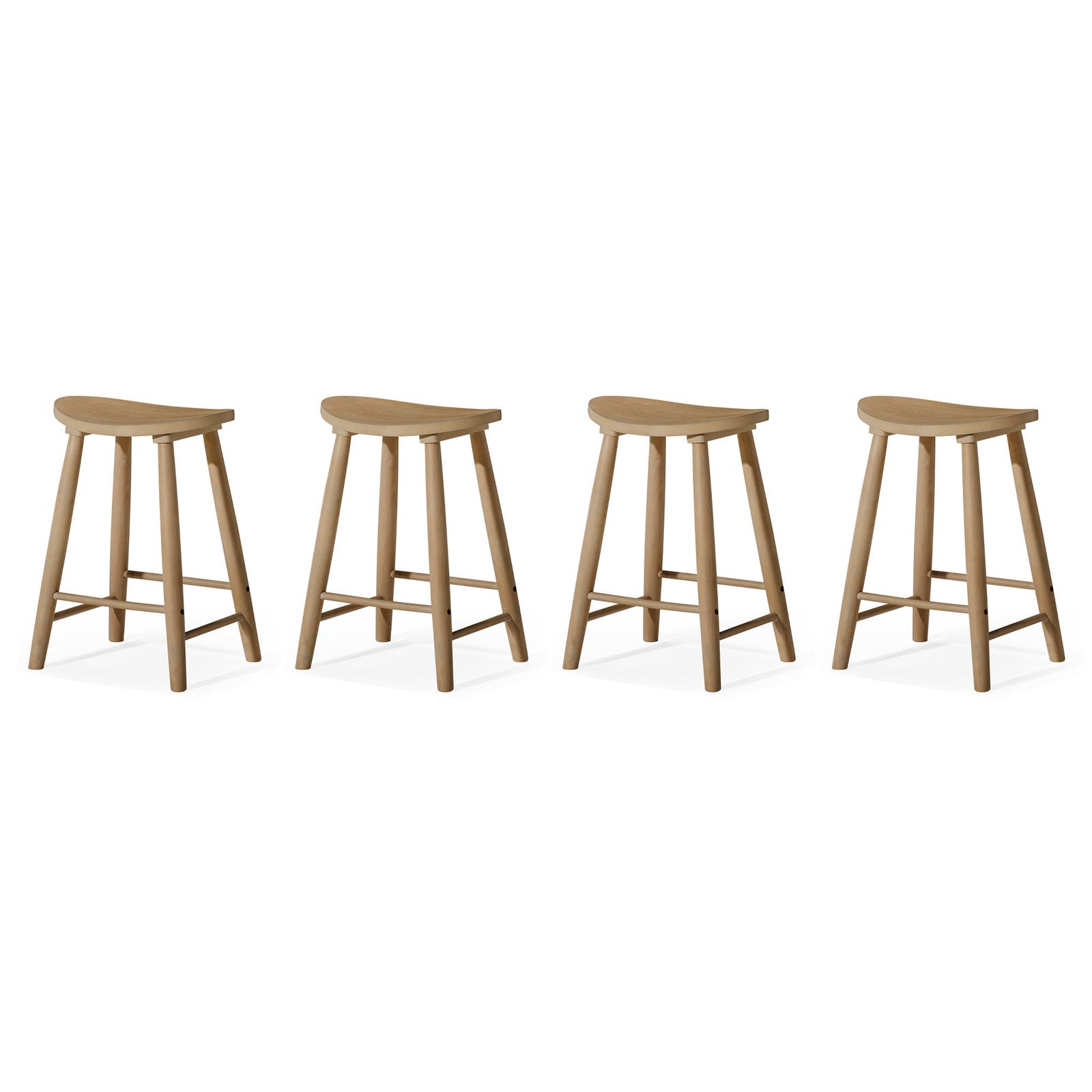 Maven Lane Luna Counter Stool in Light Oak Wood Finish, Set of 4 - VMInnovations