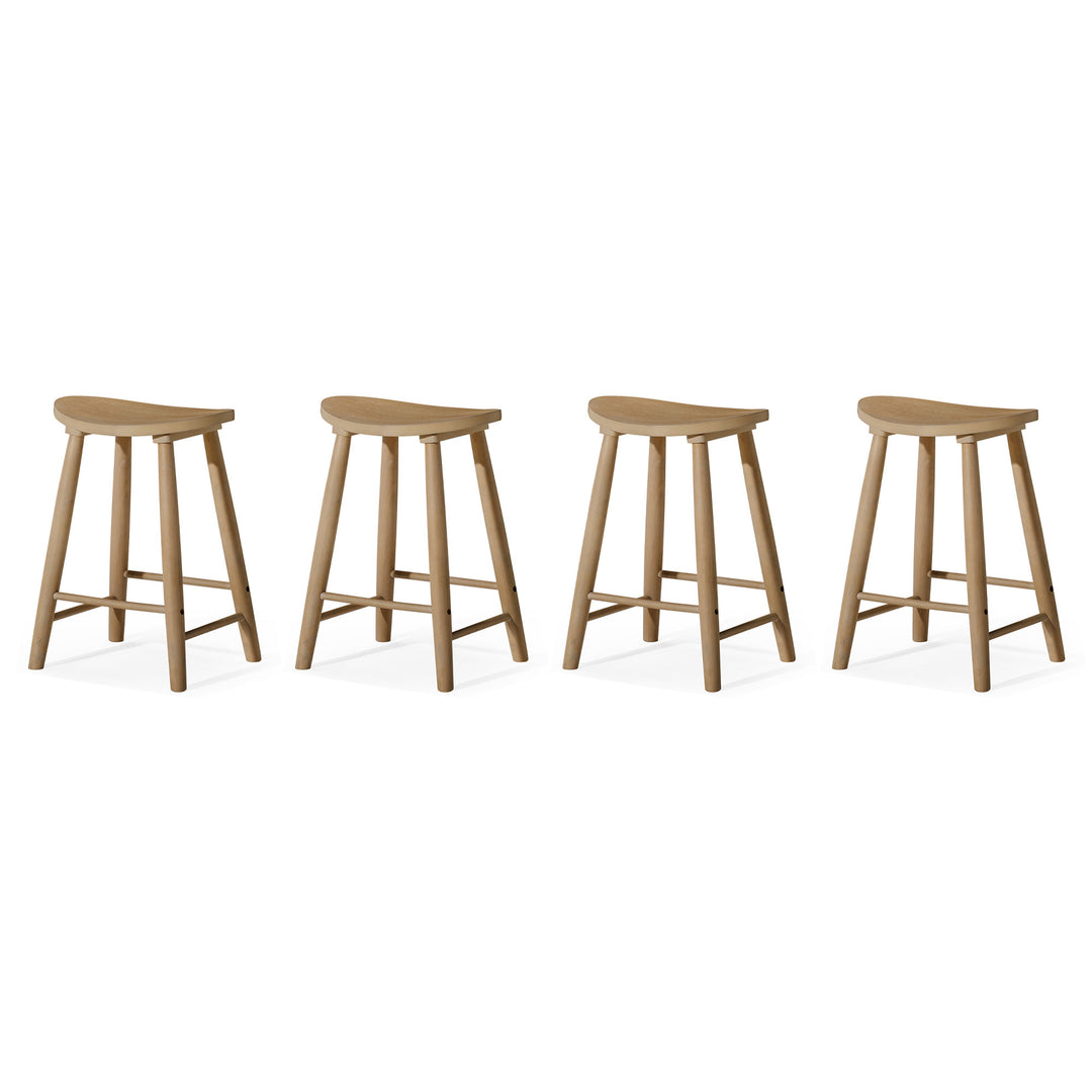 Maven Lane Luna Counter Stool in Light Oak Wood Finish, Set of 4 (Used) - VMInnovations