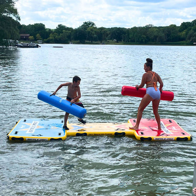 Wateraft Inflatable Battle Pad & Sticks, 13x6'Floating Raft Water Game(Open Box) - VMInnovations