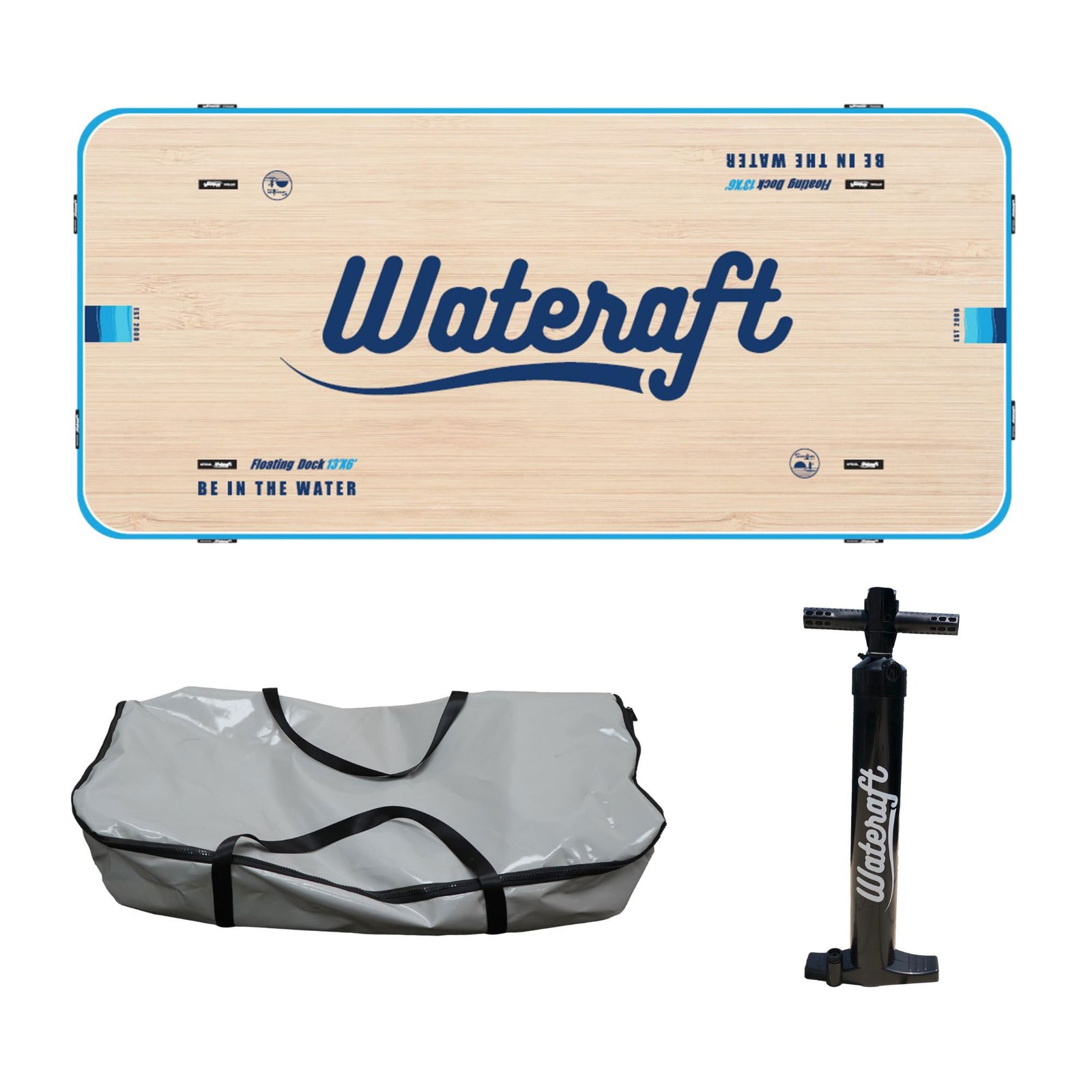 Wateraft 13'x6' Inflatable Floating Island Dock Platform Raft, White/Blue(Used) - VMInnovations