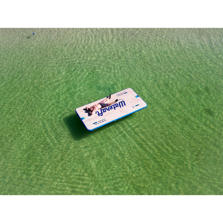 Wateraft 13'x6' Inflatable Floating Island Dock Platform Raft, White/Blue(Used) - VMInnovations