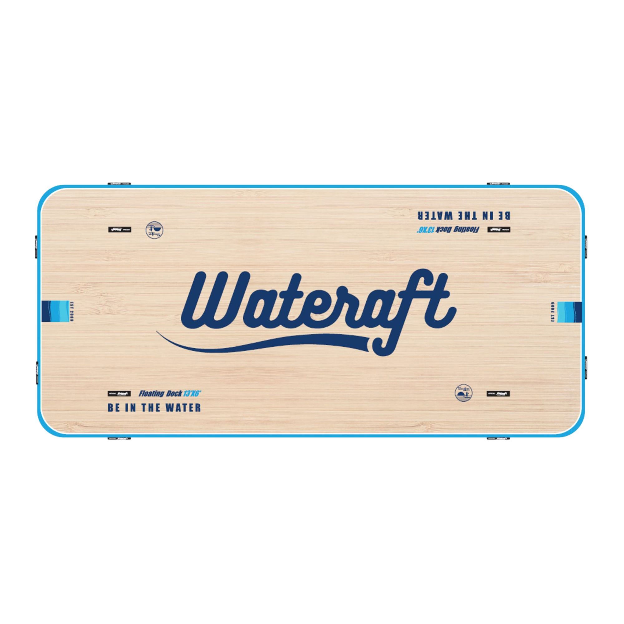 Wateraft 13'x6' Inflatable Floating Island Dock Platform Raft, White/Blue(Used) - VMInnovations