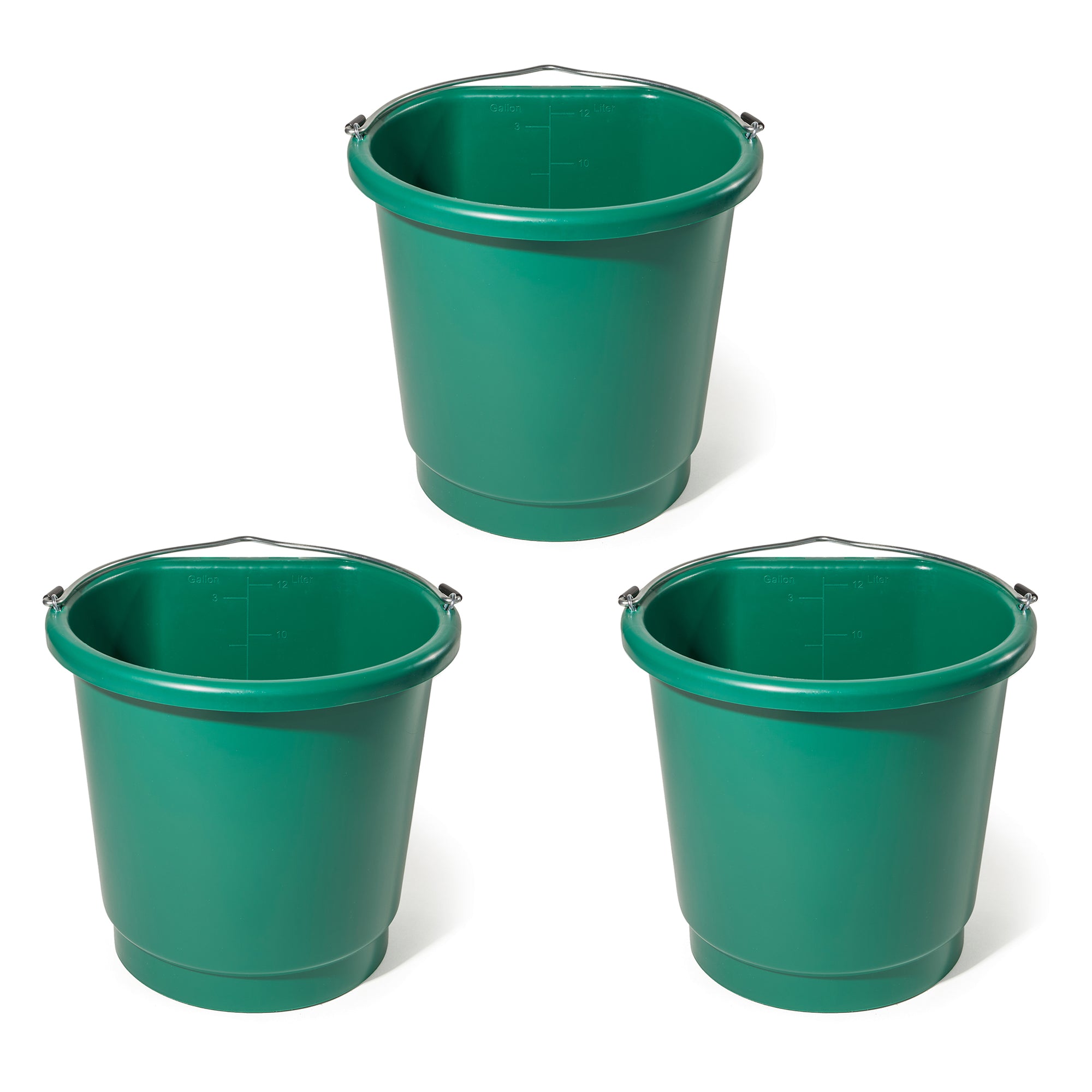 Farm Innovators 3 Gal Flat Back Plastic Heated Bucket, 70 Watt, Green (3 Pack) - VMInnovations
