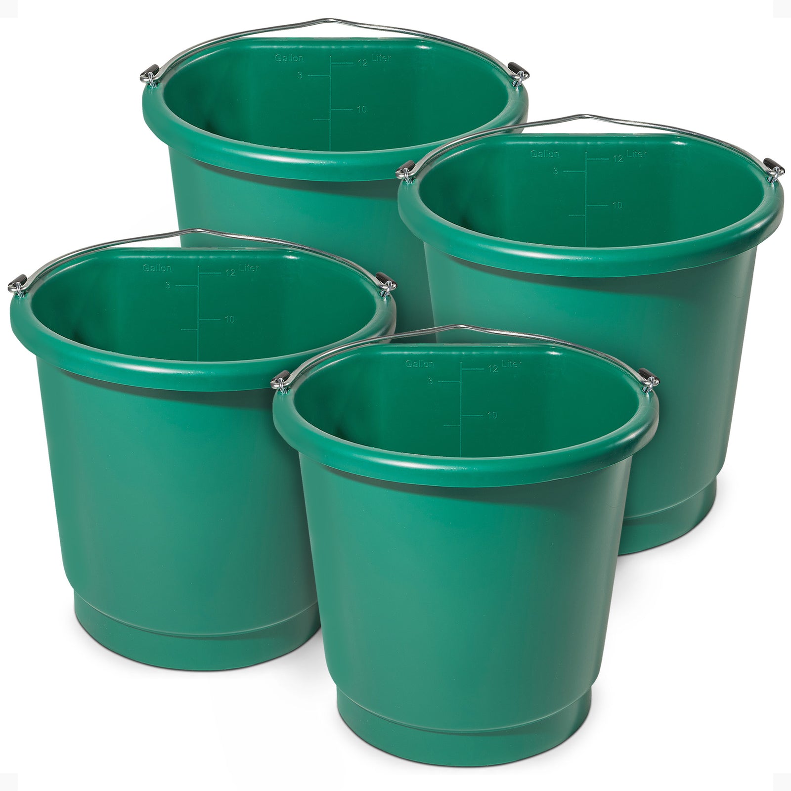 Farm Innovators 3 Gal Flat Back Plastic Heated Bucket, 70 Watt, Green (4 Pack) - VMInnovations