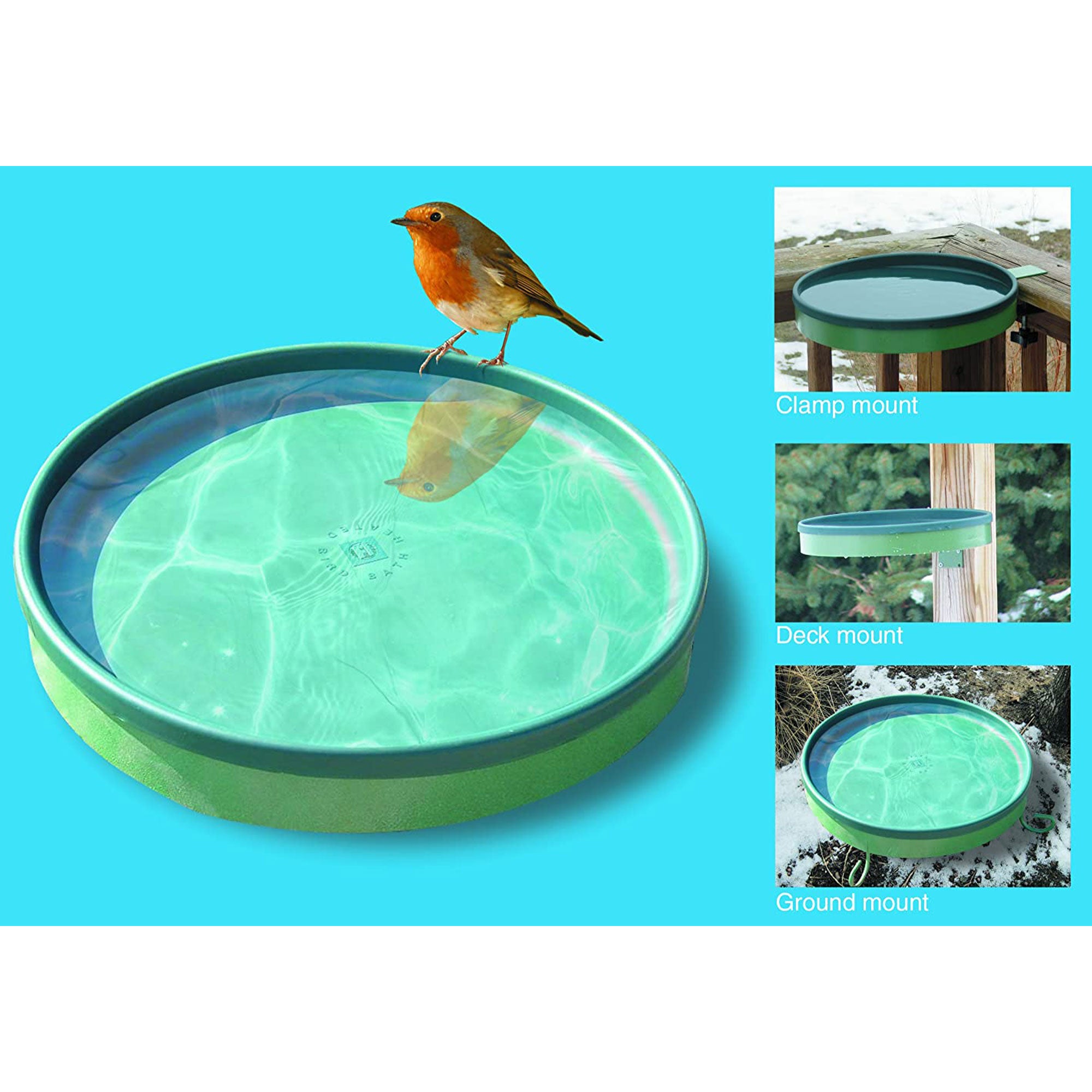 Farm Innovators All Seasons 3 In 1 75 Watts Heated Birdbath, Green (2 Pack)