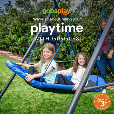 gobaplay Single Swing Set Playground Equipment with Double Platform Saucer, Blue