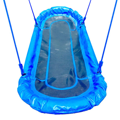 gobaplay Single Swing Set Playground Equipment w/Platform Saucer, Blue(Open Box)