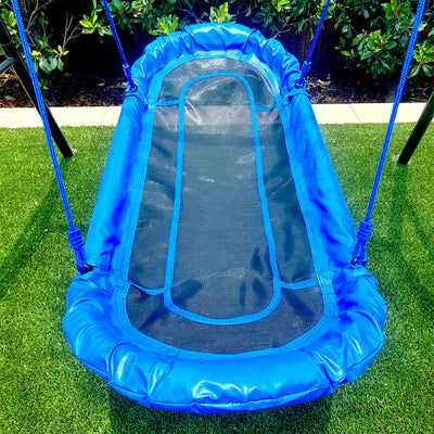 gobaplay Single Swing Set Playground Equipment w/Platform Saucer, Blue(Open Box)
