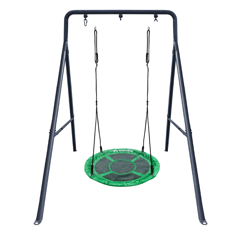 gobaplay Single Support Bar Frame with Outdoor Round Platform Swing Attachment