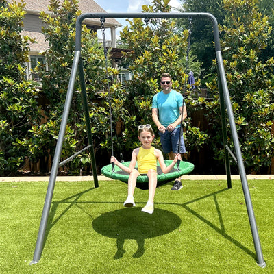gobaplay Single Swing Set Playground Equipment with 39” Round Platform Saucer - VMInnovations