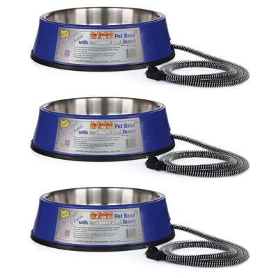 Farm Innovators 3 Quart Heated Pet Bowl with Stainless Steel Insert (3 Pack) - VMInnovations