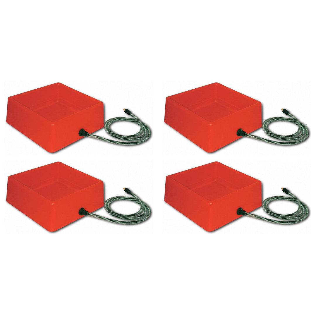 Farm Innovators 1.25 Gallon 60W Electric Heated Pet Water Bowl, Red (4 Pack)