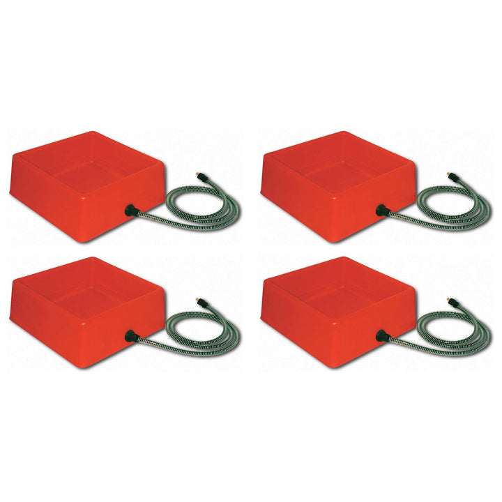 Farm Innovators 1.25 Gallon 60W Electric Heated Pet Water Bowl, Red (4 Pack)