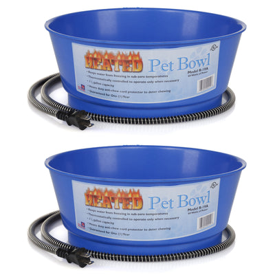 Farm Innovators 60 Watt 1.5 Gallon Electric Heated Pet Water Bowl, Blue (2 Pack)