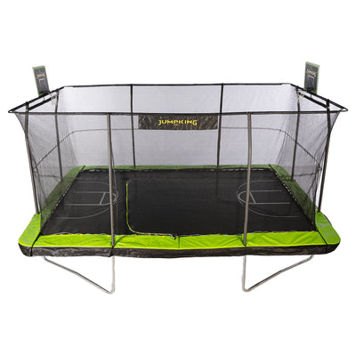 Jumpking 10' x 15' Trampoline with 2 Basketball Hoops, Court Print, & LED Lights (Open Box)