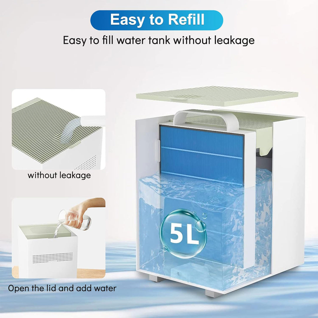 SHARKZILLA 1.3 Gal Plastic Evaporative No Mist Humidifier w/Timer, White (Used) - VMInnovations