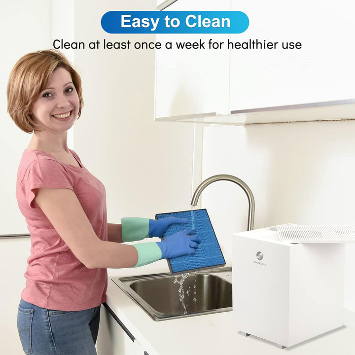 SHARKZILLA 1.3 Gal Plastic Evaporative No Mist Humidifier w/Timer, White (Used) - VMInnovations