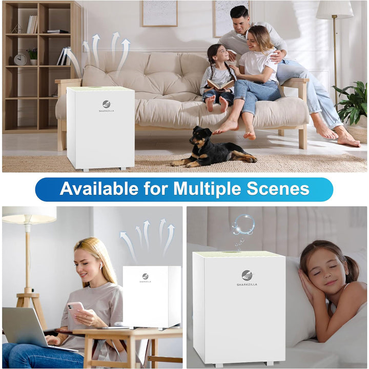 SHARKZILLA 1.3 Gal Plastic Evaporative No Mist Humidifier w/Timer, White (Used) - VMInnovations