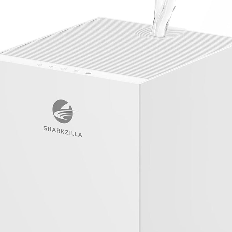 SHARKZILLA 1.3 Gallon Plastic Evaporative No Mist Humidifier with Timer, White