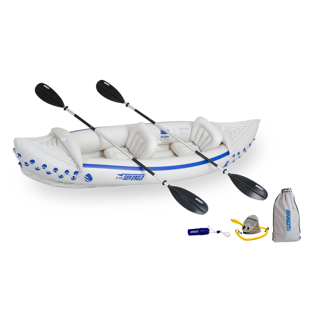 SEA EAGLE 330 Deluxe 2 Person Inflatable Kayak Canoe w/ Paddles (Used)