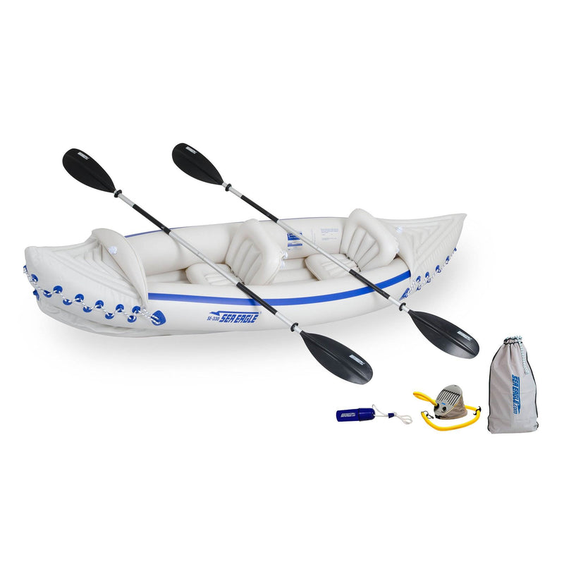 SEA EAGLE 330 Deluxe 2 Person Inflatable Kayak Canoe w/ Paddles (Open Box)