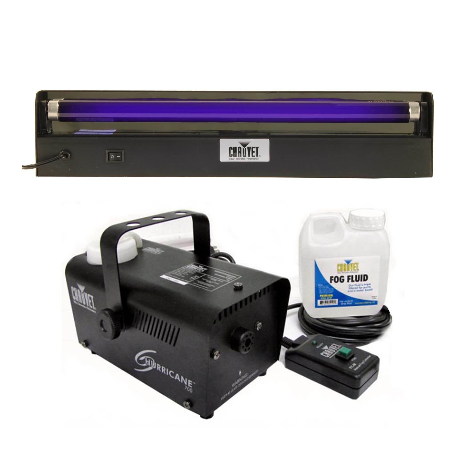 CHAUVET NV-F18 18" UV Black-Light + Hurricane 700 H700 Pro DJ Fog/Smoke Machine