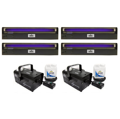 (4) CHAUVET NV-F18" UV Black-Lights + (2) Hurricane 700 H-700 Fog/Smoke Machines