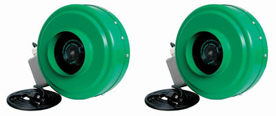Hydrofarm ACDF6 Active Air 6 Inch Inline Duct Fan Blower, 400 CFM (2 Pack)