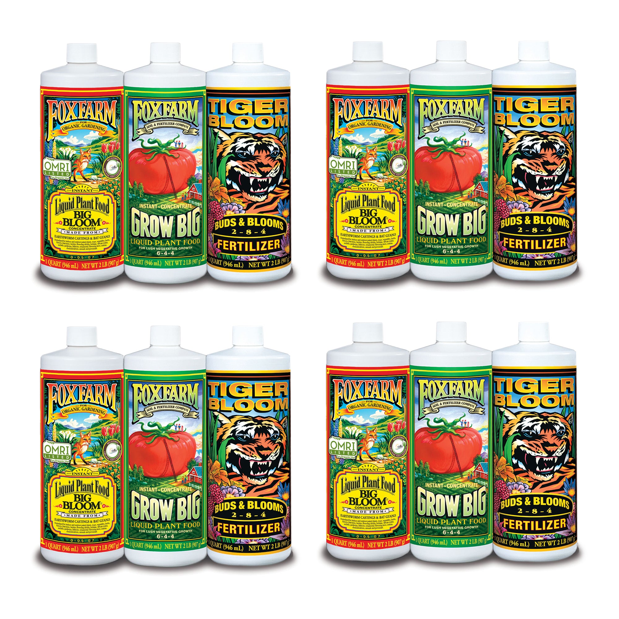 FoxFarm Hydro Nutrient Trio Tiger Bloom Grow 12 Qts Liquid Plant Grow (4 Pack)