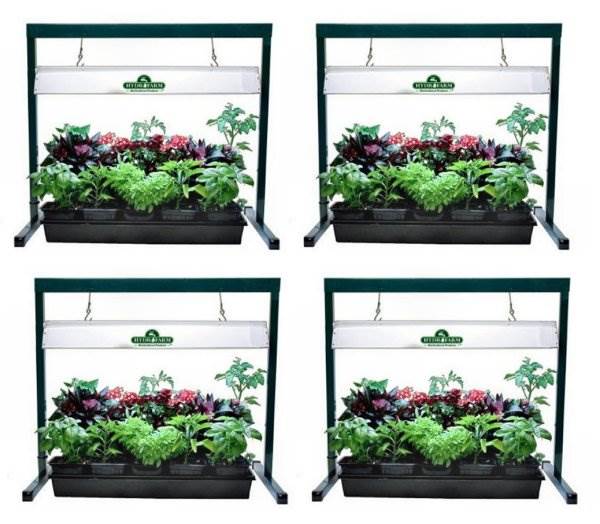 (4) HYDROFARM JSV2 24" Jump Start T5 Grow Light Systems | Stand, Fixture & Tube