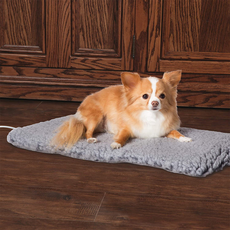 K&H Pet Products Comfortable 12.5 by 25 Inch Control Thermal Plush Pad Bed, Gray