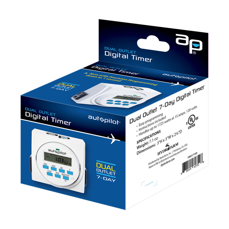 Autopilot 7 Day Dual Outlet Digital Programmable Light Timer Controller, 2 Pack