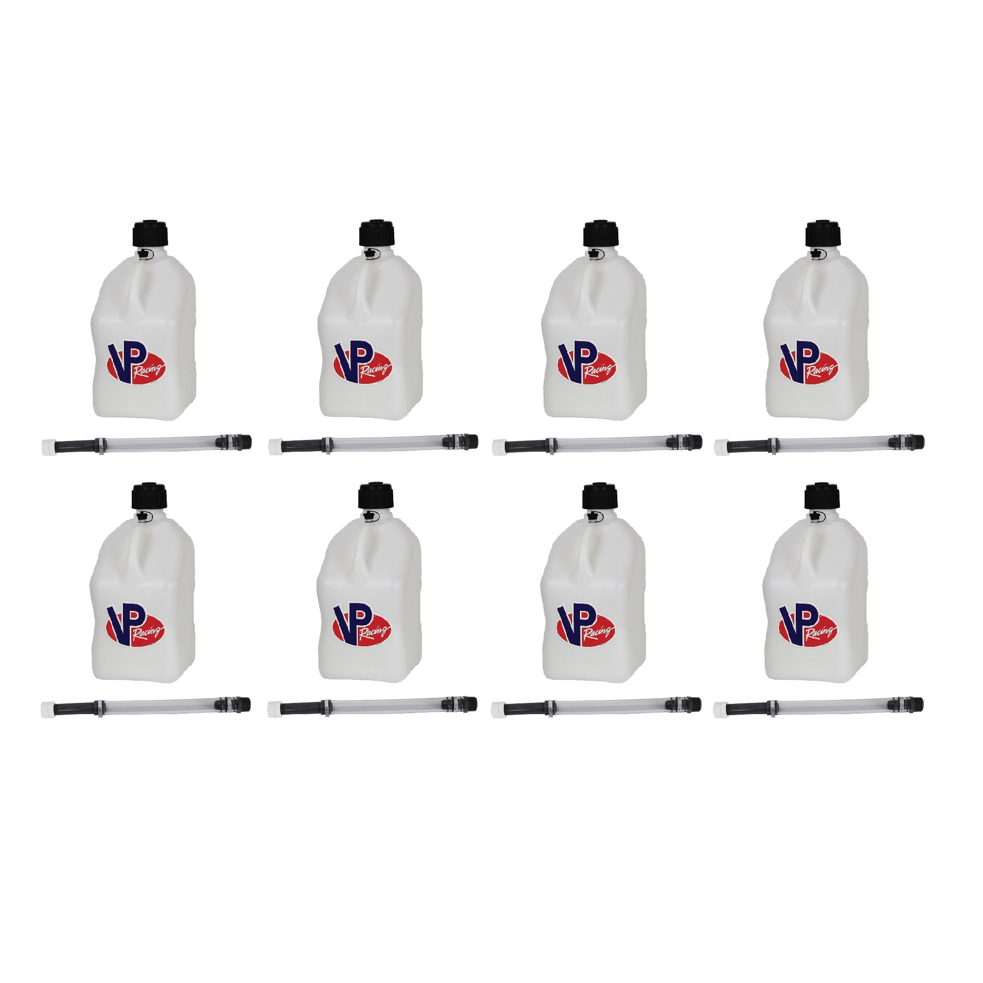 VP Racing 5.5 Gal Square Plastic Utility Jugs, White (8 Pack)