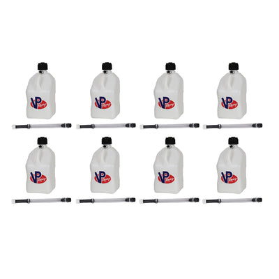 VP Racing 5.5 Gal Square Plastic Utility Jugs, White (8 Pack)