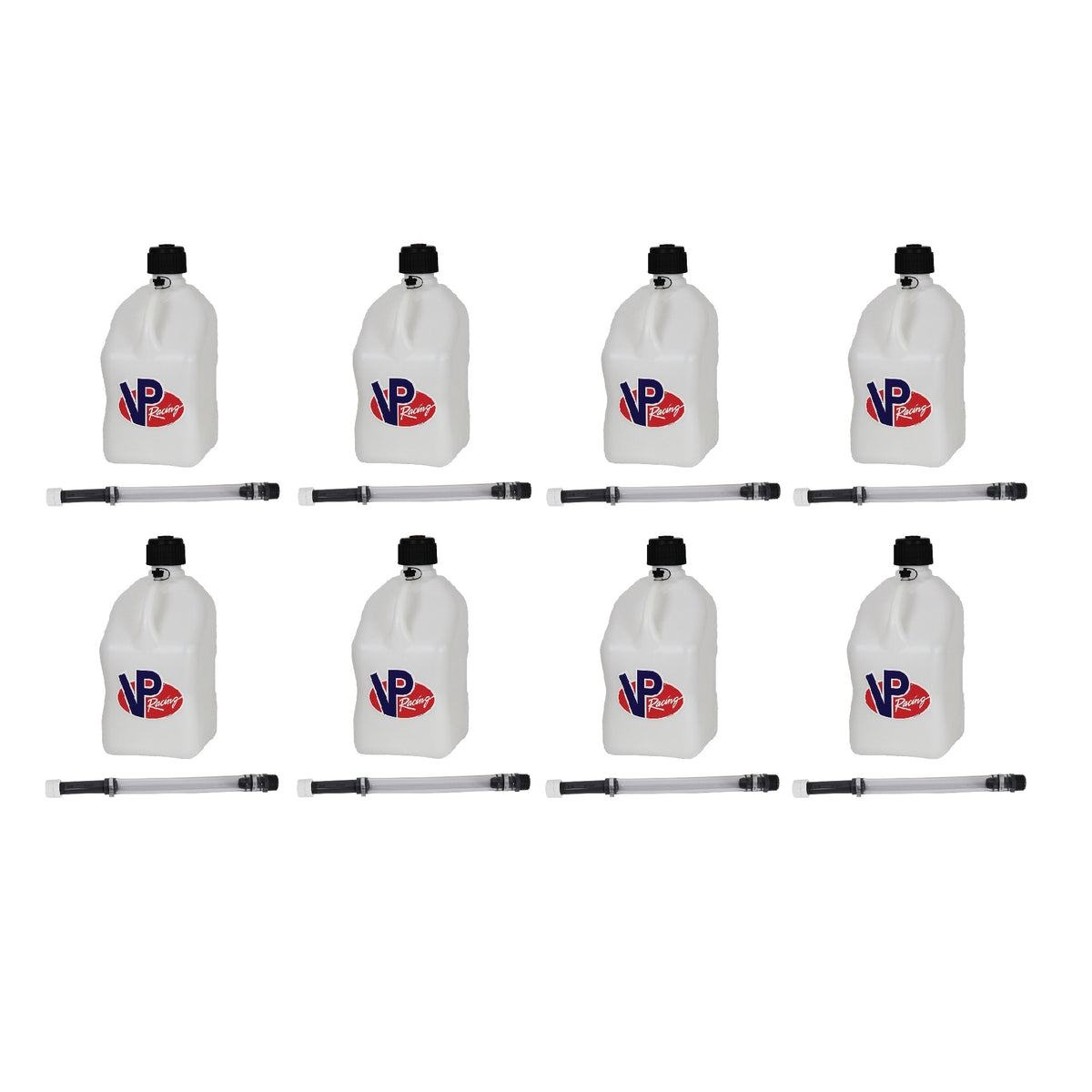 VP Racing 5.5 Gal Square Plastic Utility Jugs, White (8 Pack)