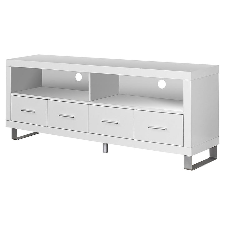 Monarch Contemporary Entertainment Center TV Stand w/ Storage, White (2 Pack)