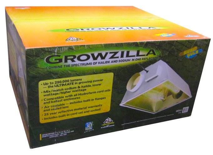 HYDROFARM Growzilla Dual Bulb Reflector Hood Grow Light w/ Cord Set Hydroponics