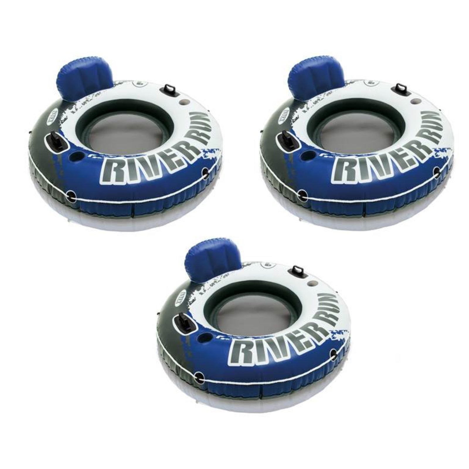 Intex River Run Connect Vinyl Lounge Inflatable Floating Water Tubes (3 Pack) - VMInnovations