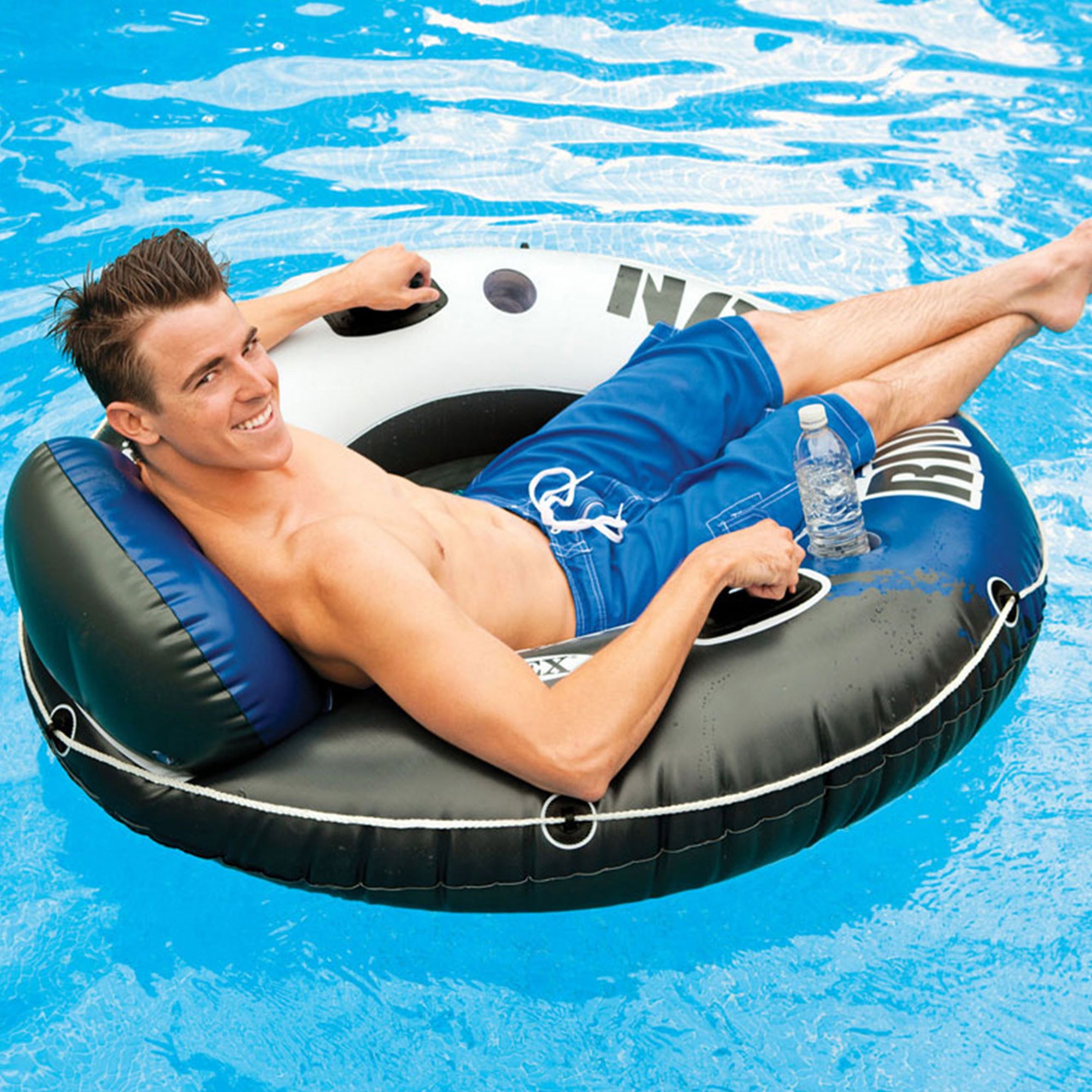 Intex River Run Connect Vinyl Lounge Inflatable Floating Water Tubes (3 Pack) - VMInnovations