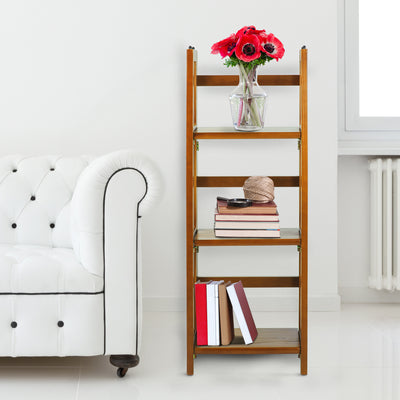 Casual Home 3 Shelf 14" Folding Wood Furniture Bookcase, Honey Oak (Open Box)