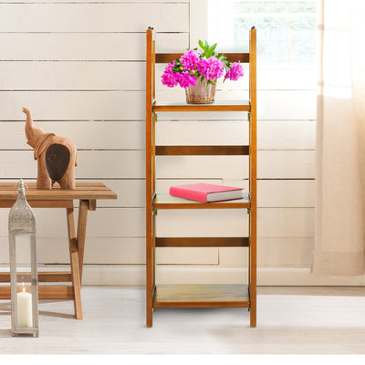 Casual Home 3 Shelf 14" Folding Wood Furniture Bookcase, Honey Oak (Open Box)