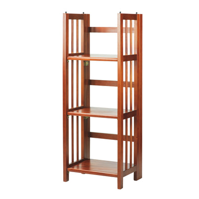 Casual Home 3 Shelf 14 Inch Folding Wood Bookcase, Mahogany  (2 Pack)