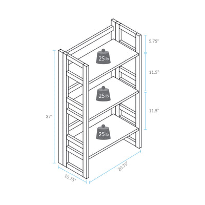 Casual Home 3 Shelf Folding Student Bedroom Living Room Bookcase (Open Box) - VMInnovations