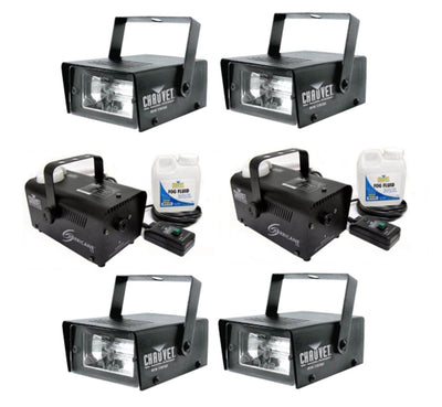 4 CHAUVET CH-730 35 Watt Mini Strobe Light Effects + (2) H700 Fog Machines