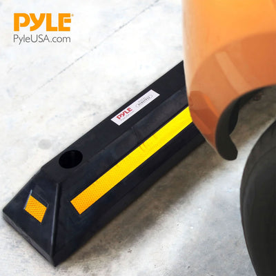 Pyle Heavy Duty Car & Truck Wheel Stop Rubber Parking Tire Block (2pk)(Open Box) - VMInnovations